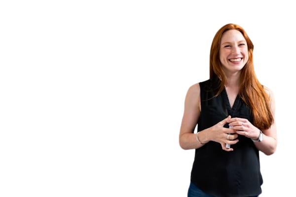Smiling woman with arms crossed